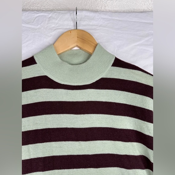New Madewell S Ashbury Mockneck Sweater Kelsey Stripe Sunfaded Mint MC028 NWT - Picture 5 of 8